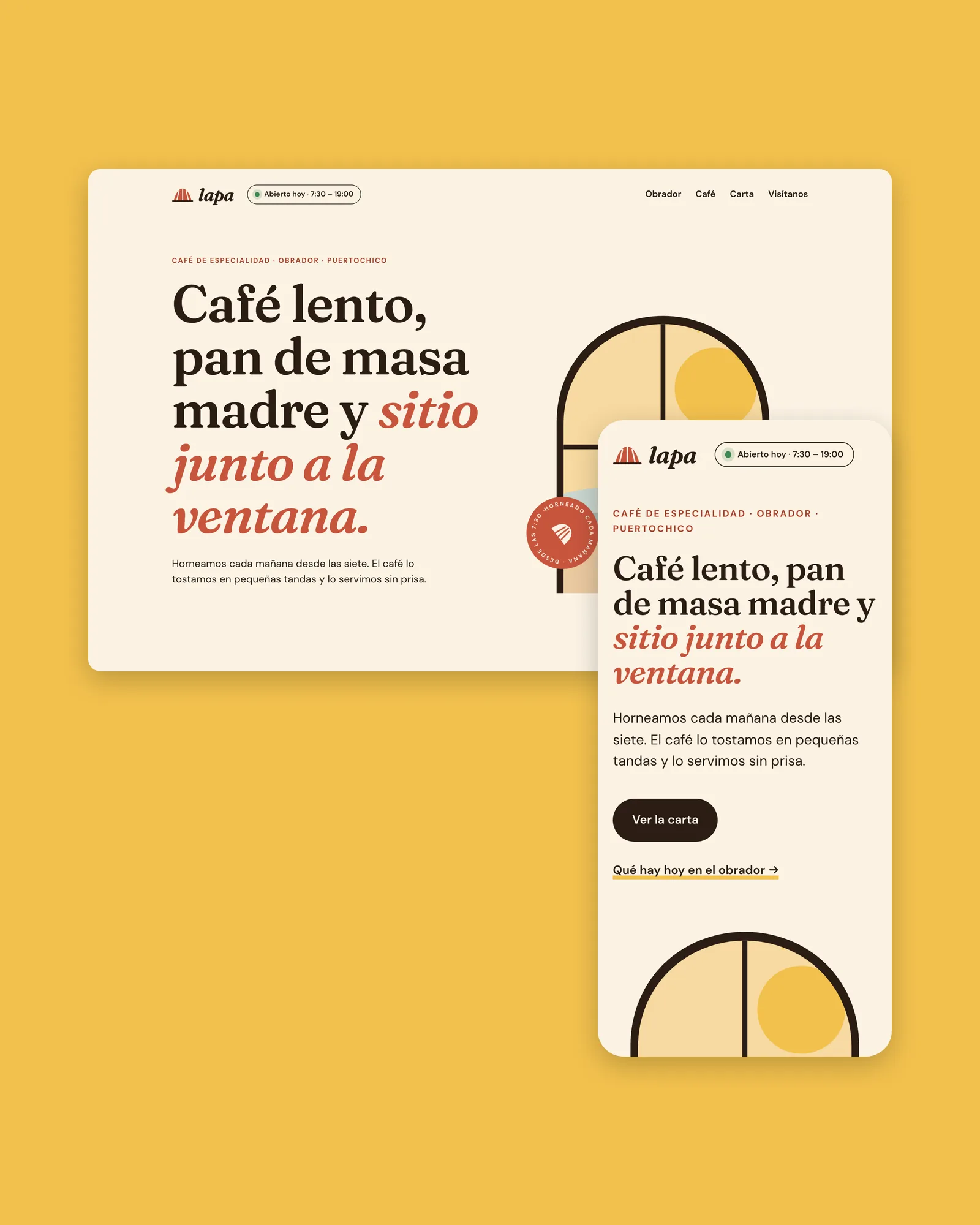 Web de Lapa, café y obrador en Puertochico, en escritorio y móvil